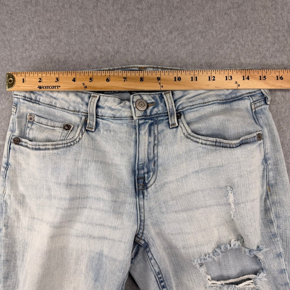 Aeropostale Low Rise Flare Jeans Light Wash Distressed Blue Denim Size 8 Reg - Picture 5 of 10